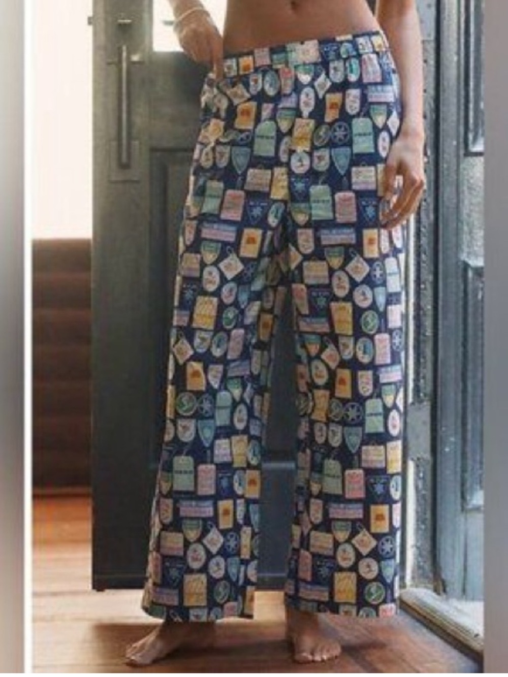 NWT Anthropologie Lyrebird "The Wren" Cotton Boxer Pj Emily Taylor Lift Ski M - Picture 12 of 12